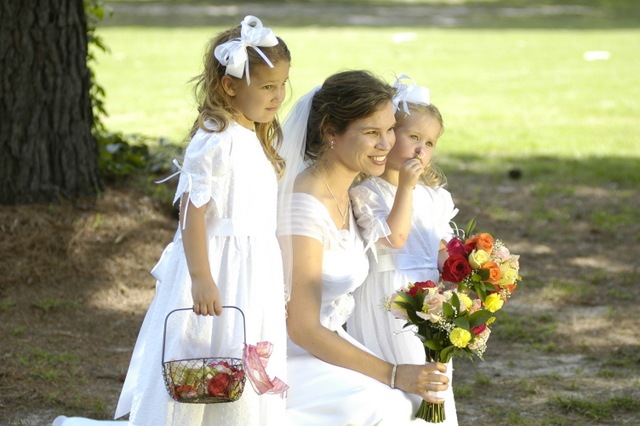 Sarah with Lena and Olivia, sweet flowergirls.